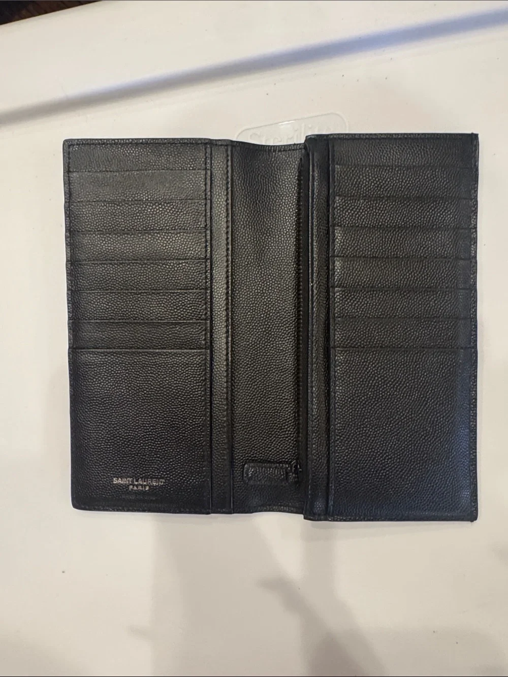 Saint Laurent Black Pebbled Leather Long Wallet with YSL Monogram